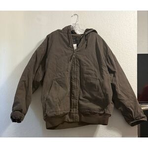 Lakin McKey Workwear Jacket Chore  3XLT 3x Brown Canvas Full Zip Lined Hood